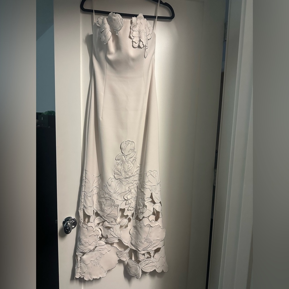 Leo Lin Rayna floral-appliqué crêpe maxi dress